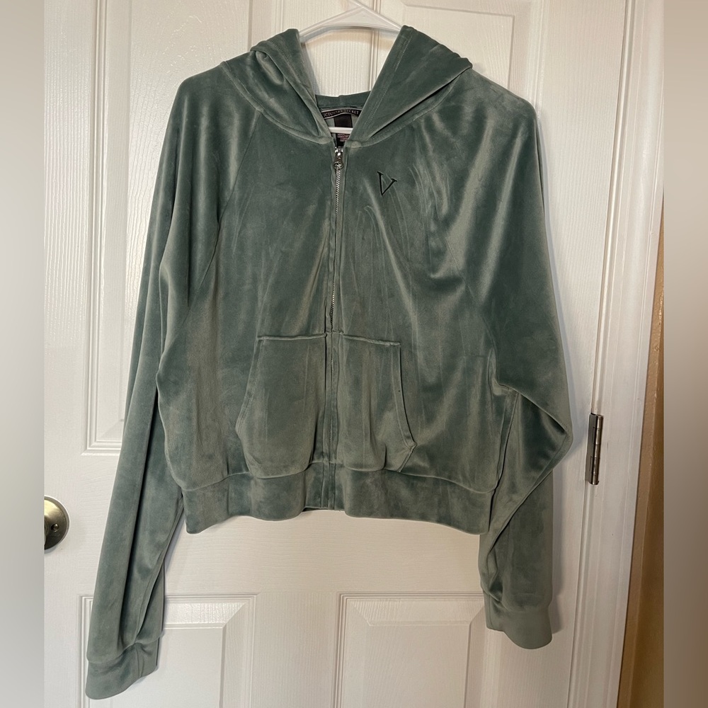 Victoria Secret green suede Track suit in size Medium